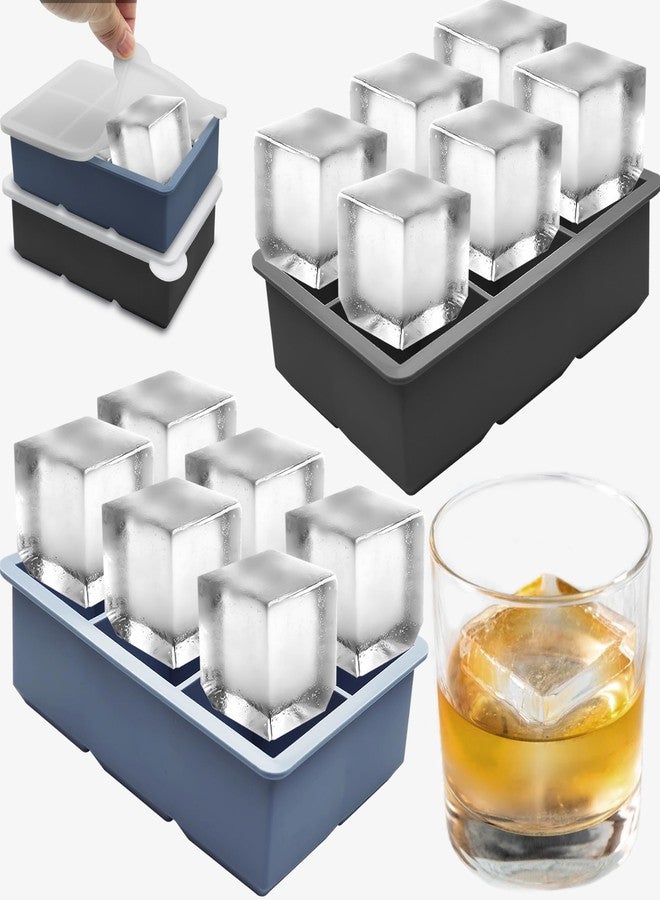 FOSOE 2 Pack Large Square Ice Cube Tray - Silicone Big Ice Molds Perfect for Whiskey Bourbon Cocktails - Image 1